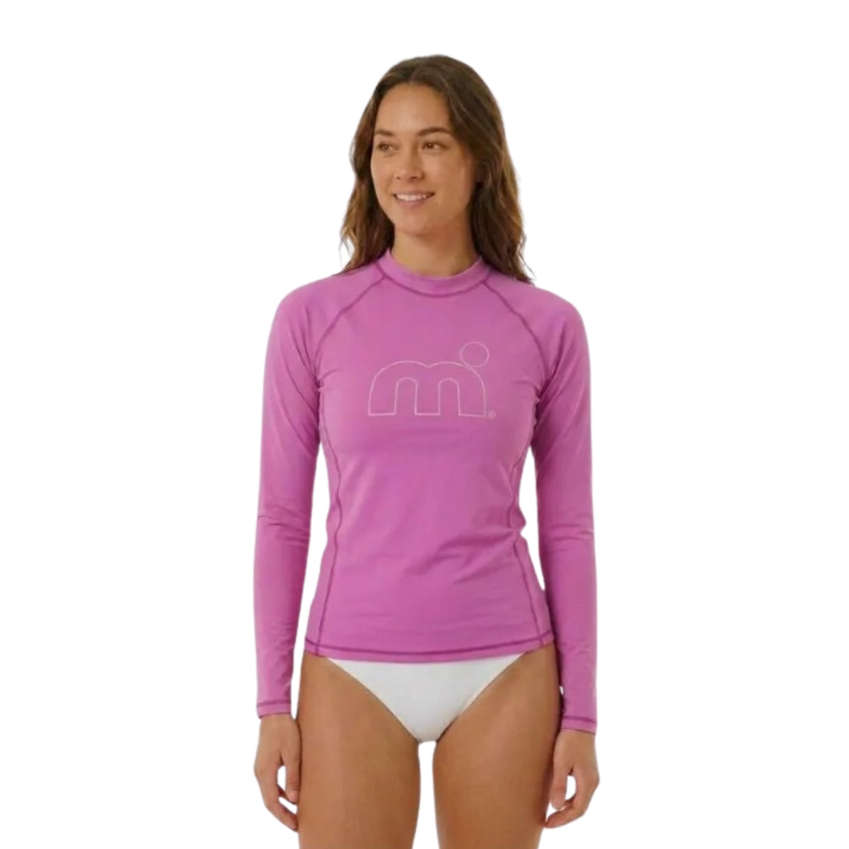 Mistral Ocean Rash Guard Ladies Long Sleeve Outline - Phlox Pink Rash Vest