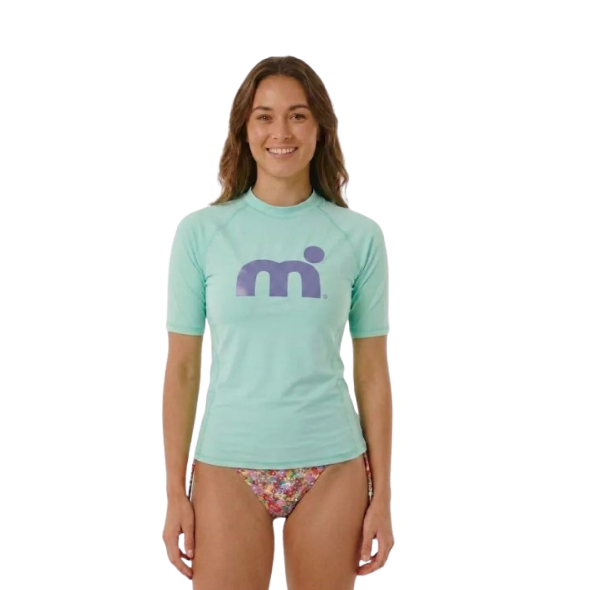 Mistral Ocean Rash Guard Ladies Short Sleeve Solid - Opal Blue Rash Vest