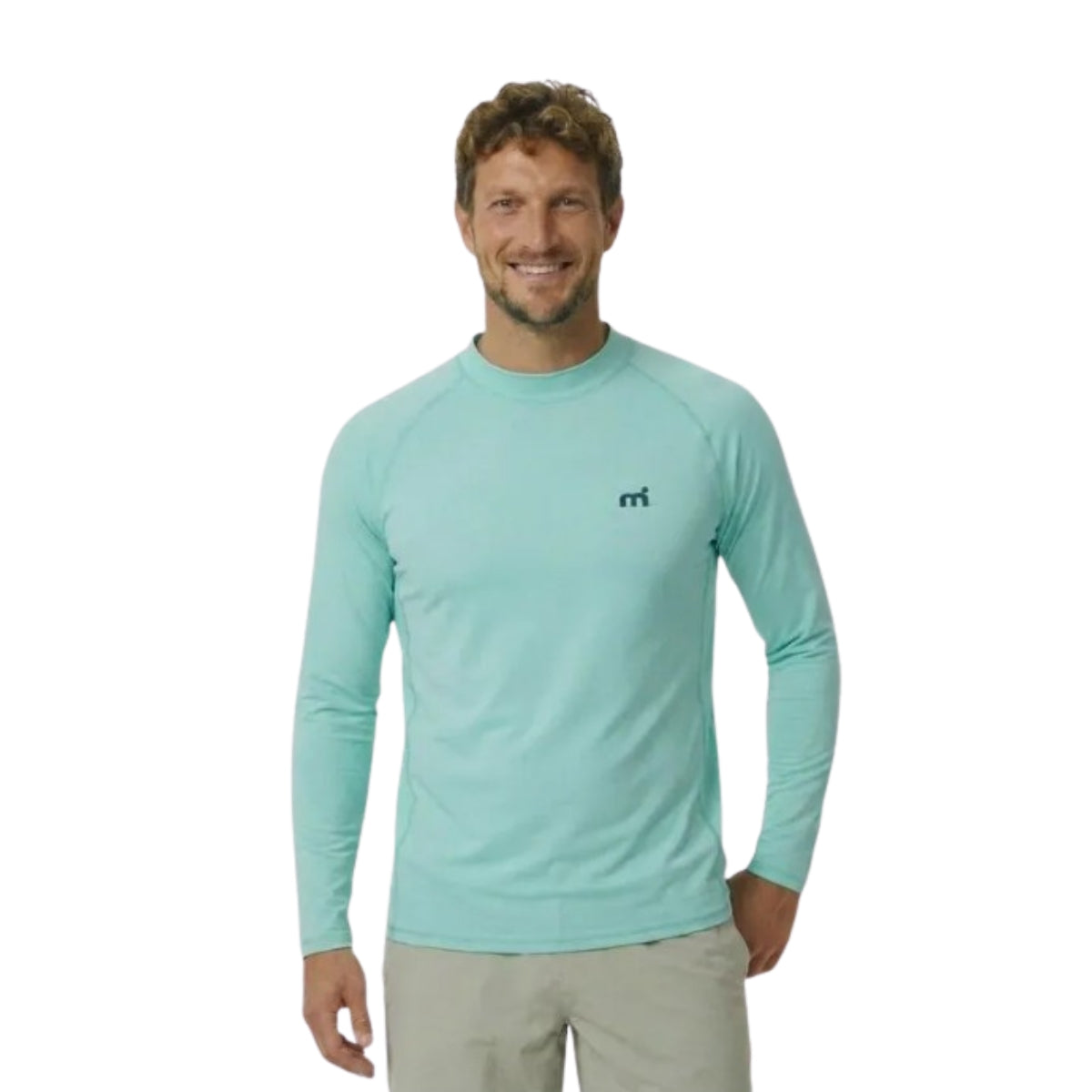 Mistral Ocean - Men's Rash Guard Long Sleeve Mini Dot Opal Blue Rash Vest