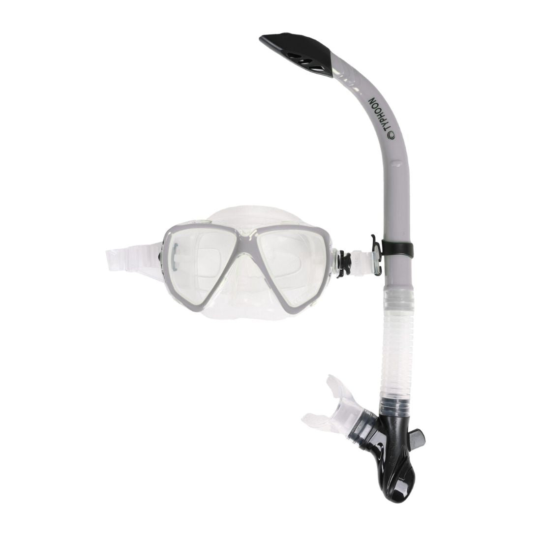 Typhoon Adult Mask & Snorkel Combo Set with Mesh Bag Silver Snorkel