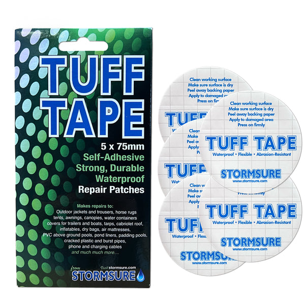 Stormsure 'Tuff Tape' Self Adhesive Waterproof Patches 5 x 75mm Boat Cover