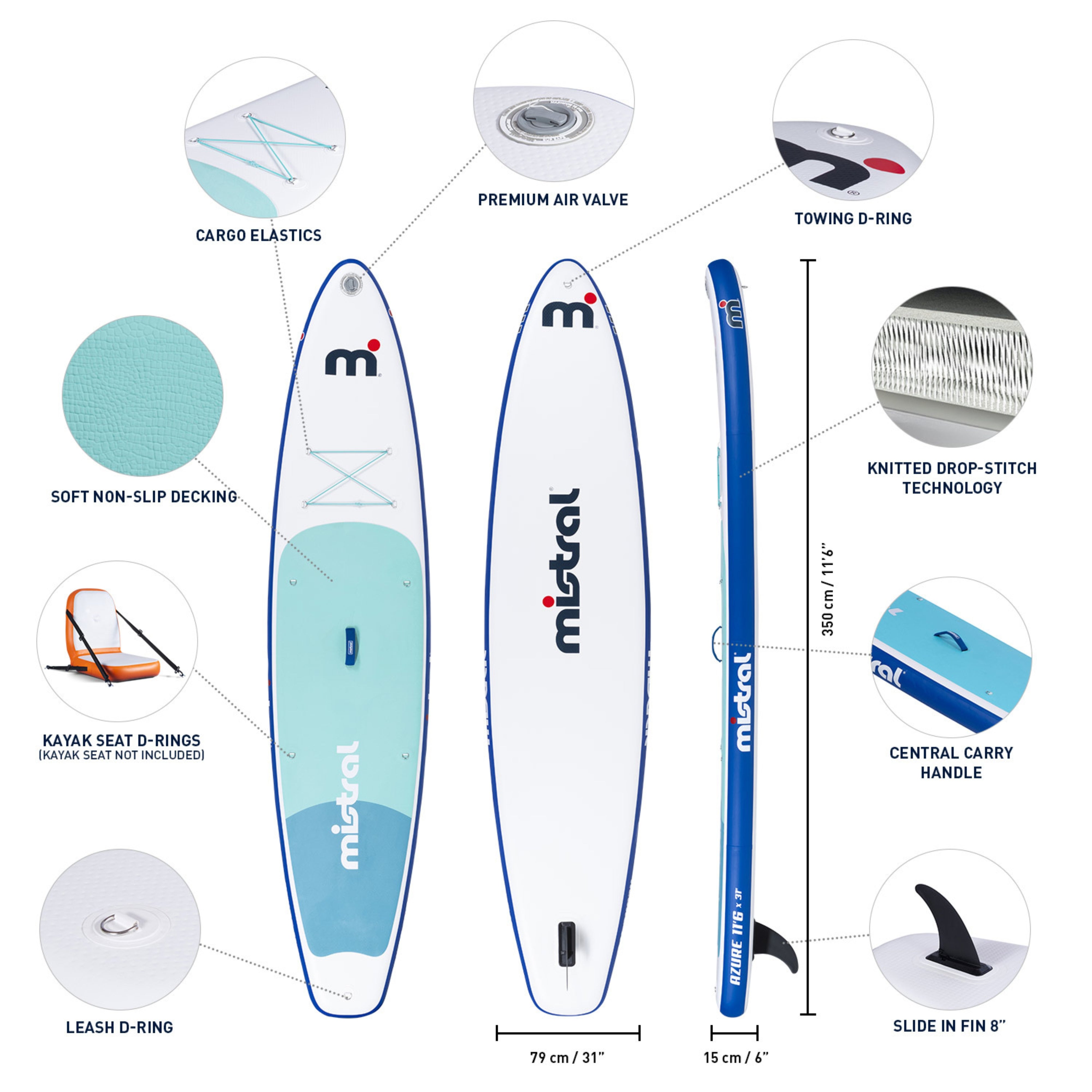 Mistral Azure 11'6" Inflatable SUP Set Stand Up Paddleboard