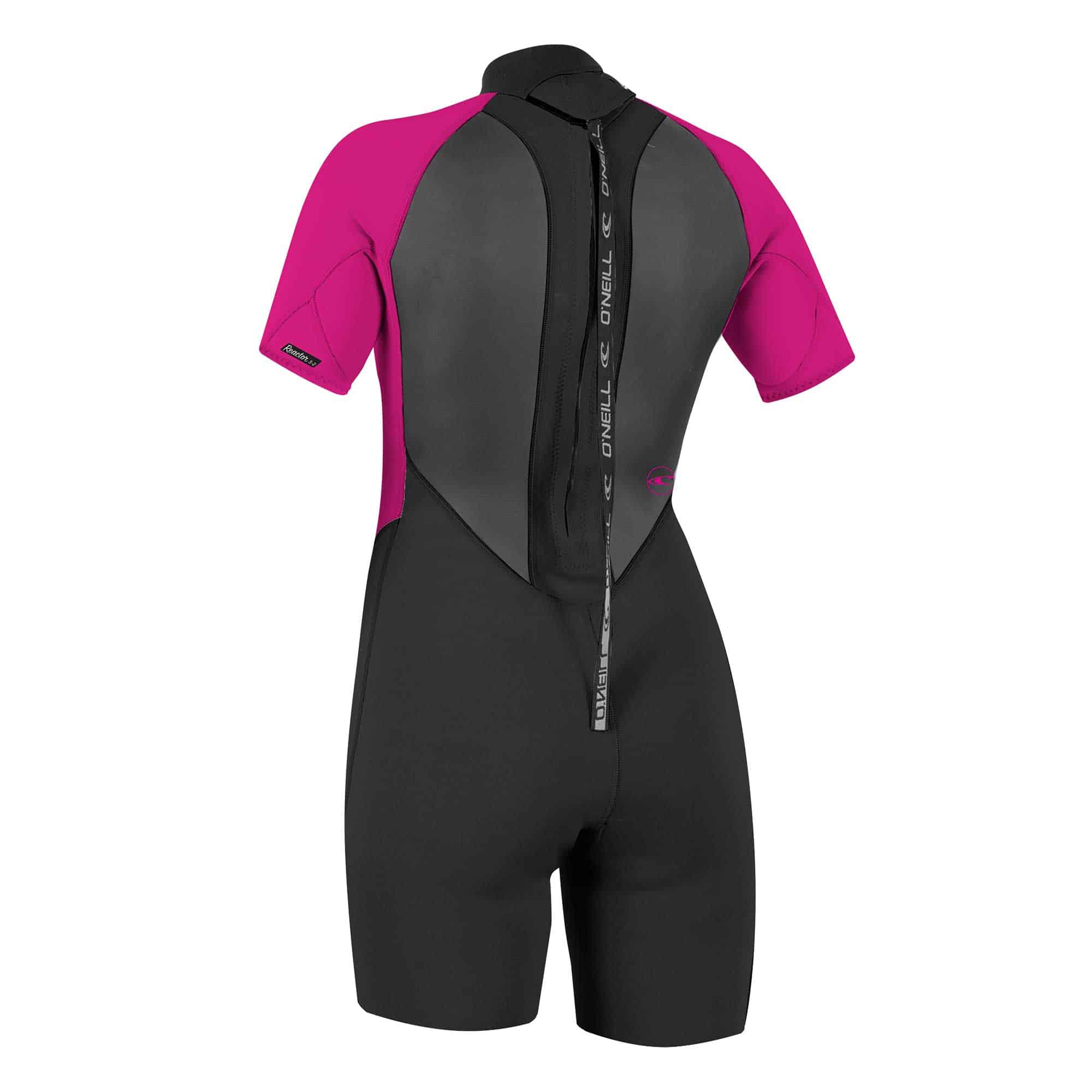 O'Neill Women's Reactor 3/2mm Back Zip Shorty Wetsuit Black/Berry