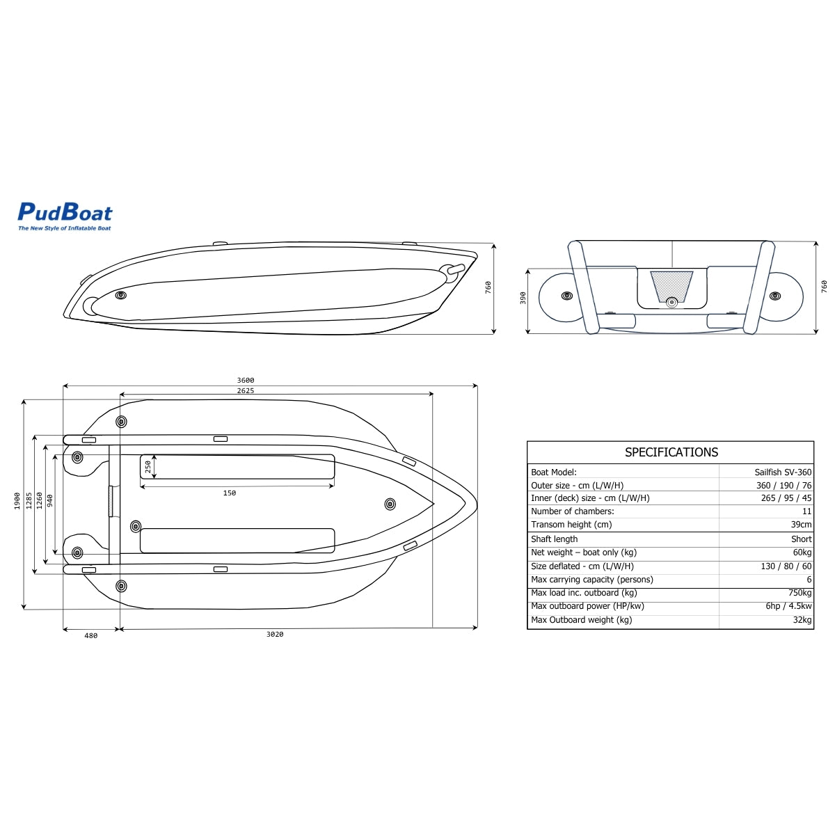 PudBoat Sailfish Inflatable Boat