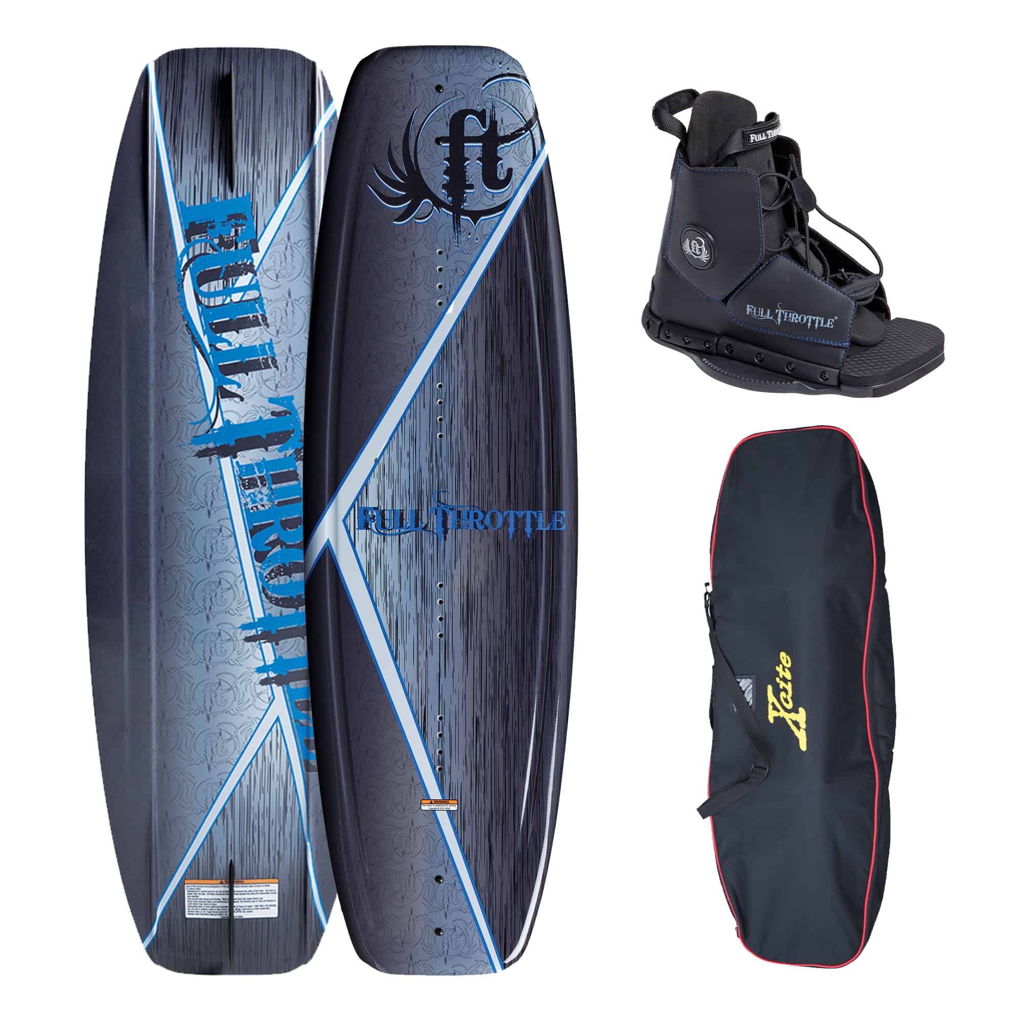 Full Throttle Aqua Extreme Wakeboard Kit Black/Blue, 55.1 x 21.6-Inch/ 140cm x 42cm 
